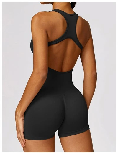 نساء سلس قطعة واحدة من حللية Racerback Bodycon البطن السيطرة على اليوغا rompers